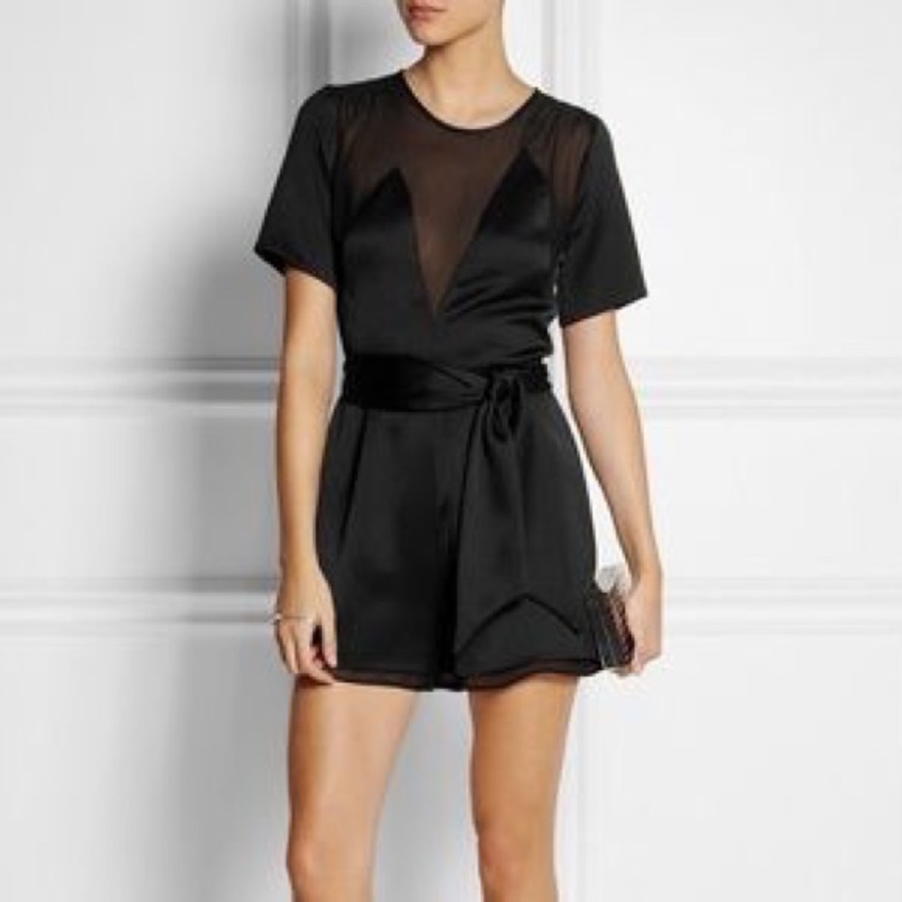 KATE MOSS FOR TOPSHOP BLACK SATIN ROMPER